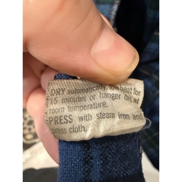 Pendleton Men’s Vintage Board Shirt Loop Collar Blue Plaid Wool USA Large - Picture 7 of 8